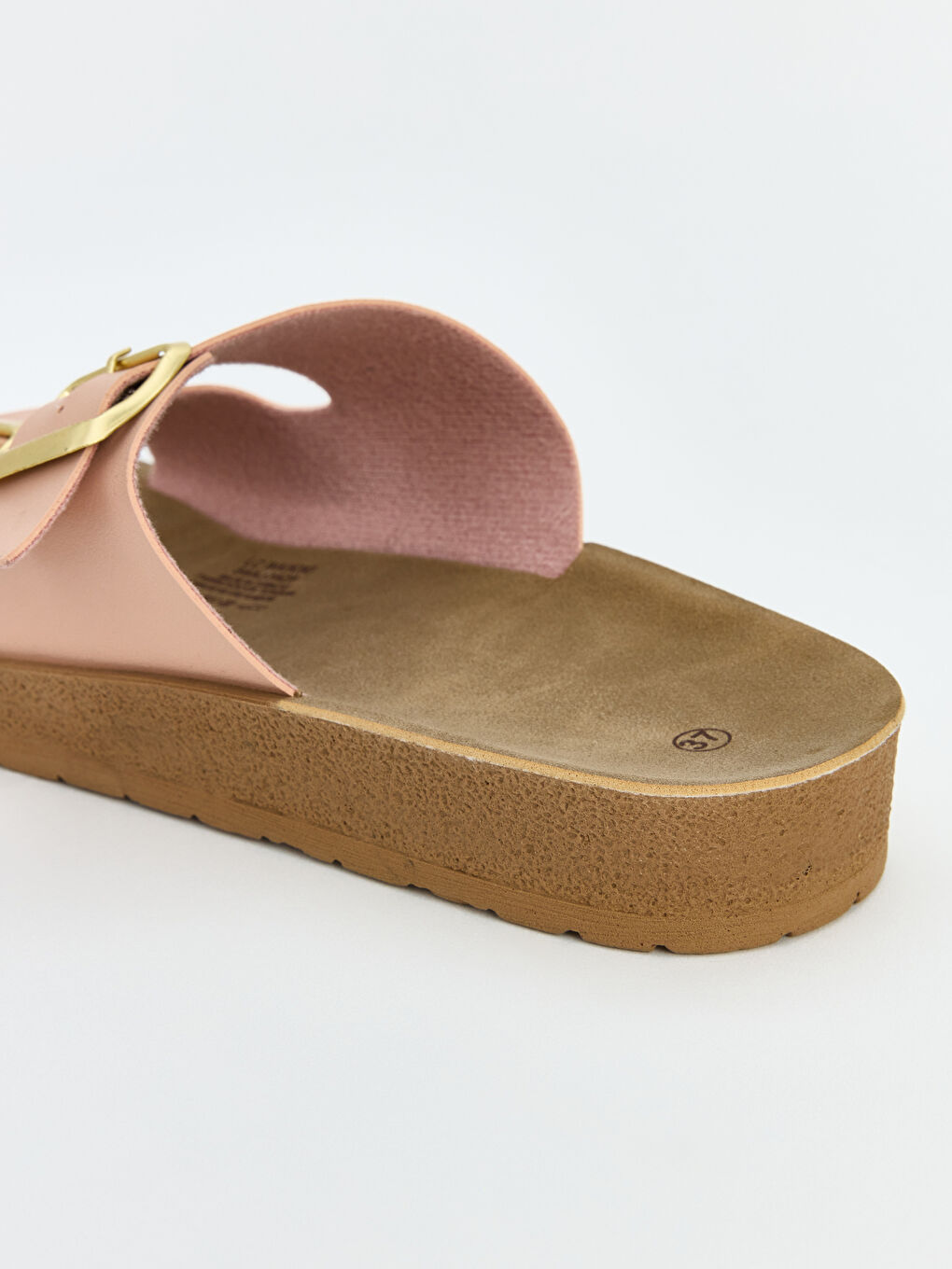 Pembe Çift Bantlı Kalın Tabanlı Kadın Terlik-3