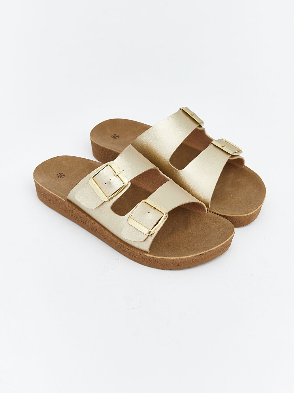 Sarı Çift Bantlı Kalın Tabanlı Kadın Terlik