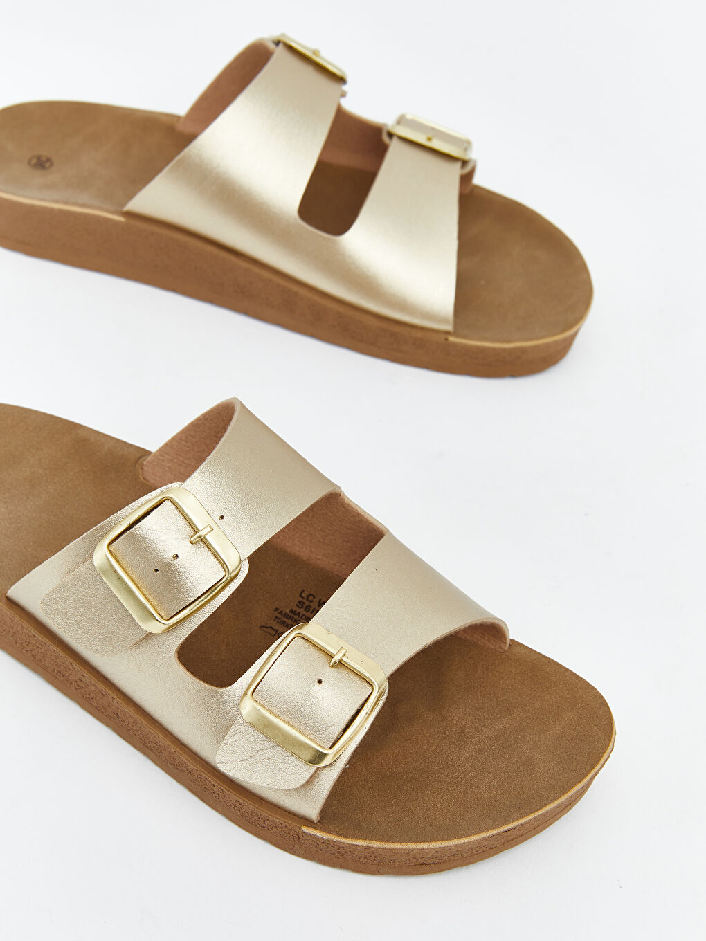 Sarı Çift Bantlı Kalın Tabanlı Kadın Terlik-2