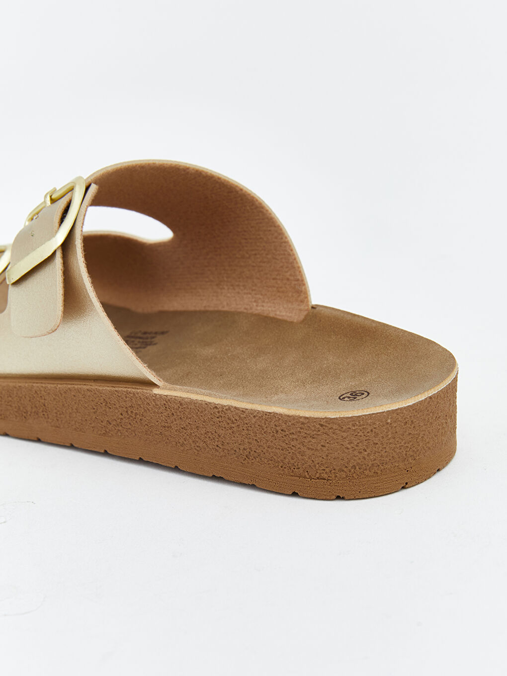 Sarı Çift Bantlı Kalın Tabanlı Kadın Terlik-4