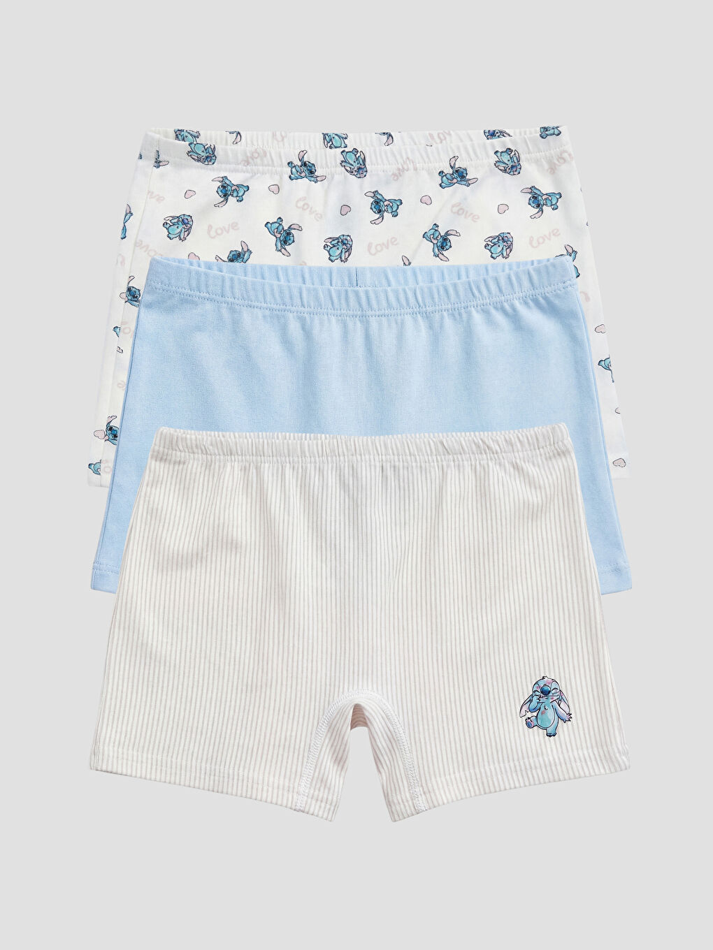 Pembe Stitch Baskılı Kız Çocuk Boxer 3'lü-1