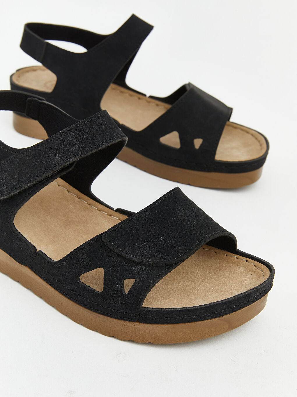 Siyah Süet Görünümlü Kadın Sandalet -1