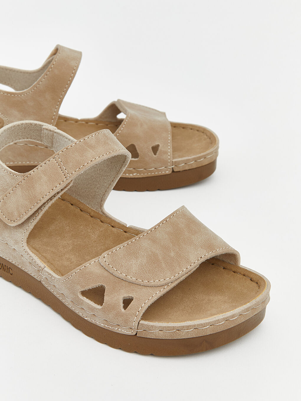 Bej Süet Görünümlü Kadın Sandalet -2