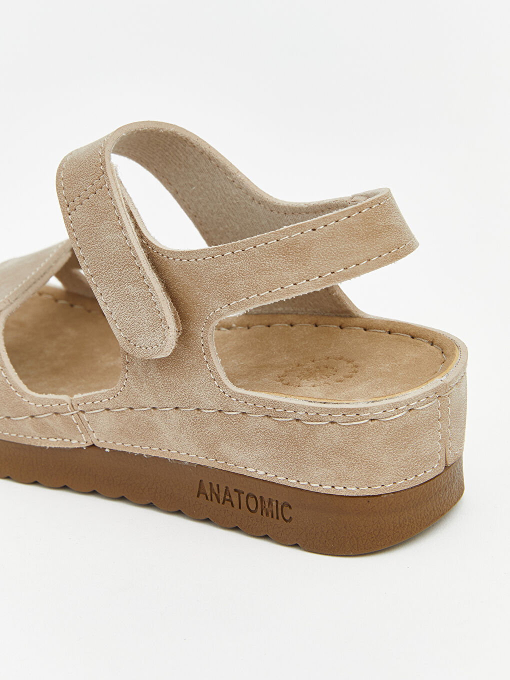 Bej Süet Görünümlü Kadın Sandalet -4