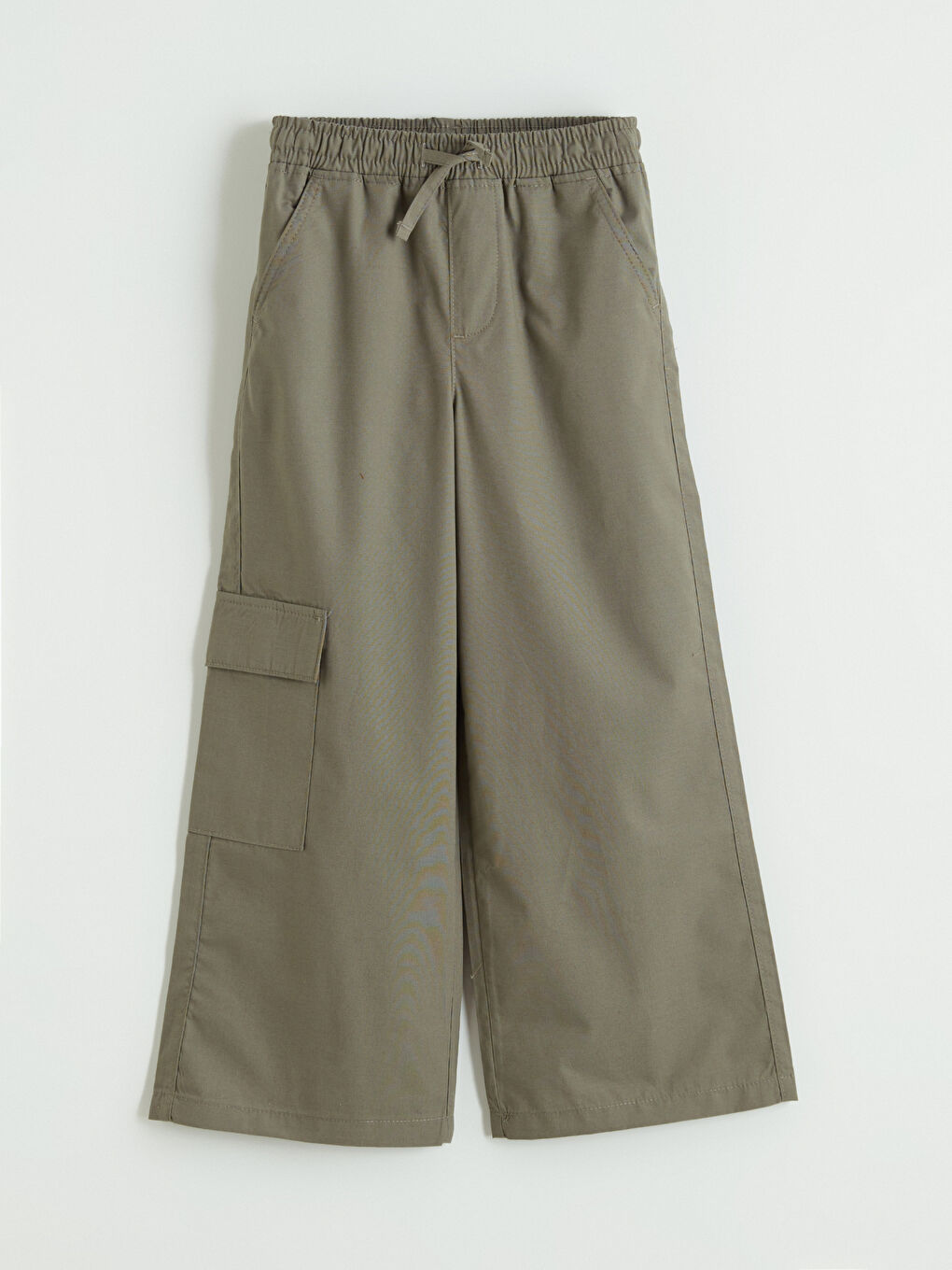 Haki Beli Lastikli Kız Çocuk Kargo Pantolon