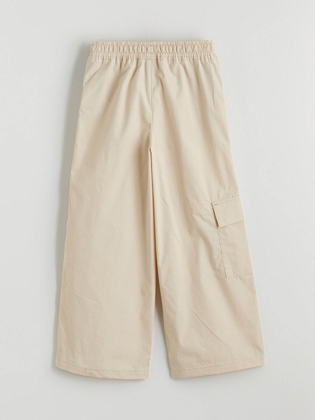 Bej Beli Lastikli Kız Çocuk Kargo Pantolon-2