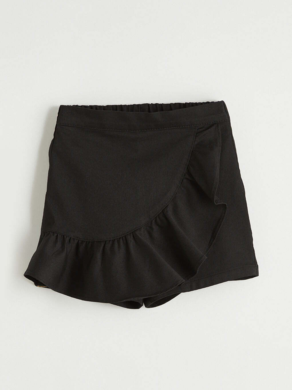 Siyah Fırfır Detaylı Kız Çocuk Şort Etek