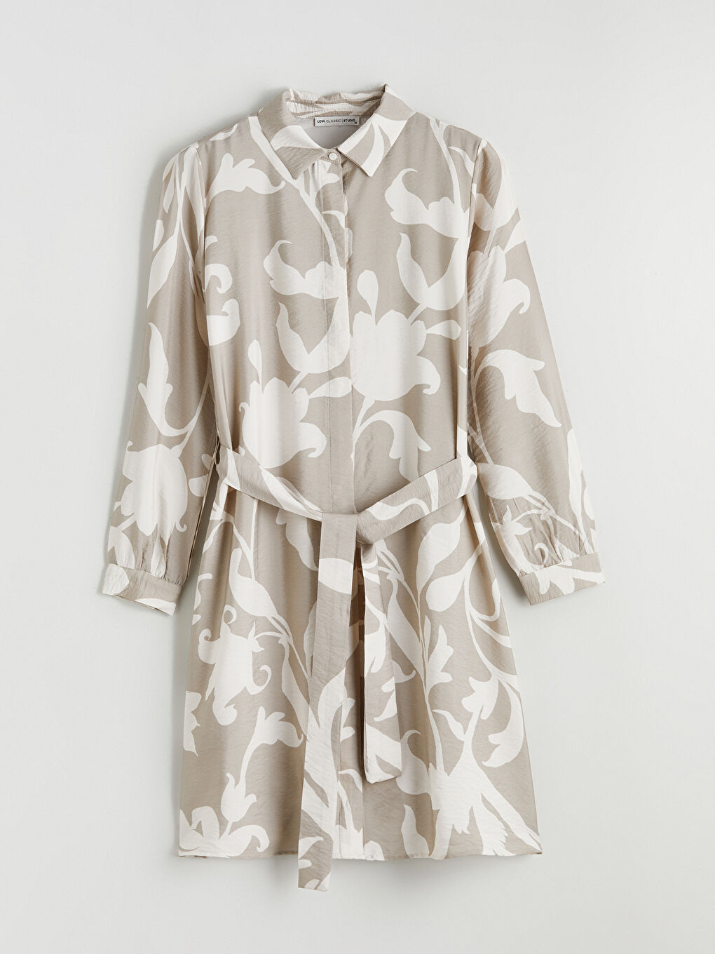 Kahverengi Desenli Kadın Gömlek Tunik-4