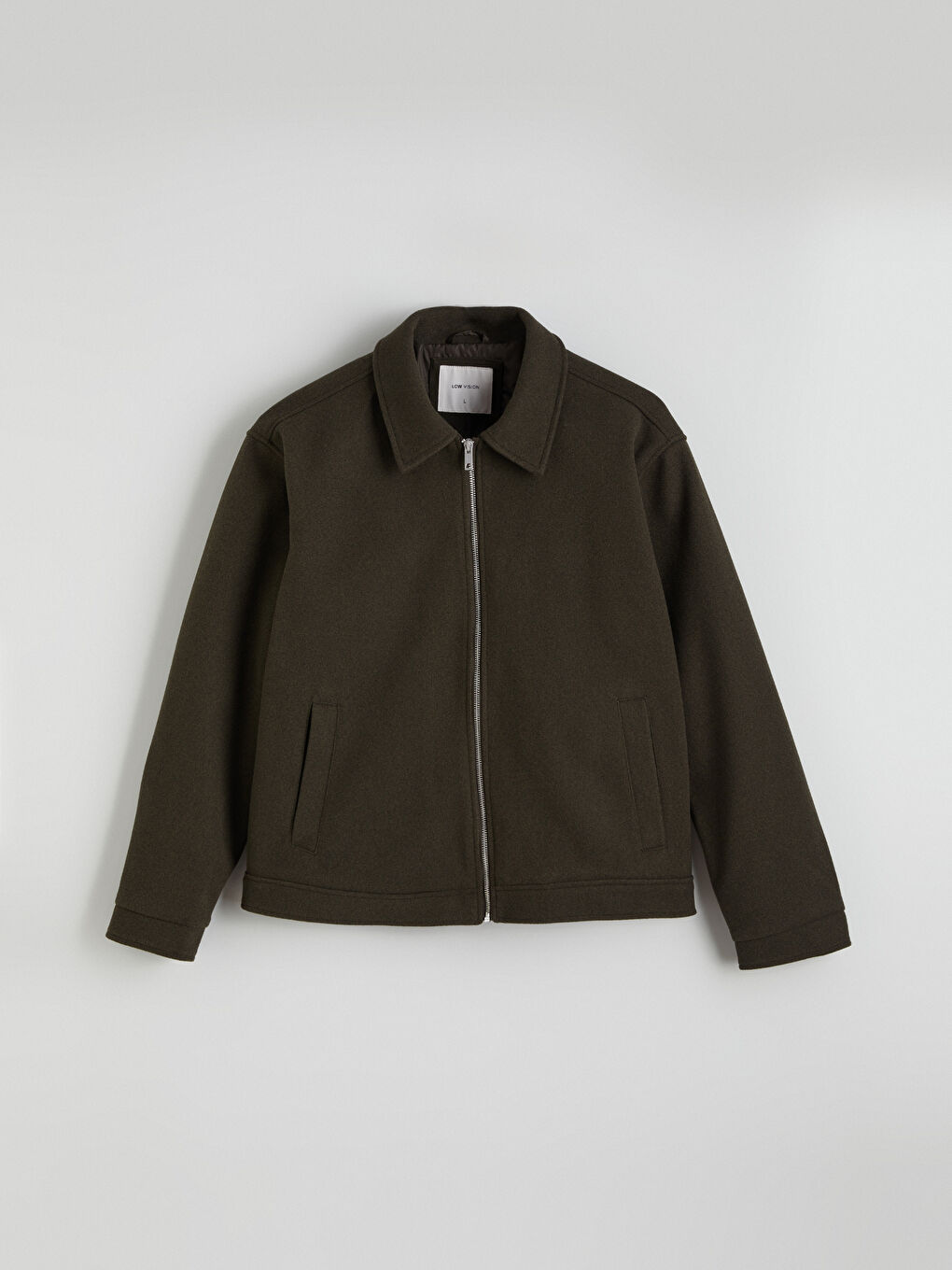 Haki Standart Kalıp Erkek Kaşe Mont-5