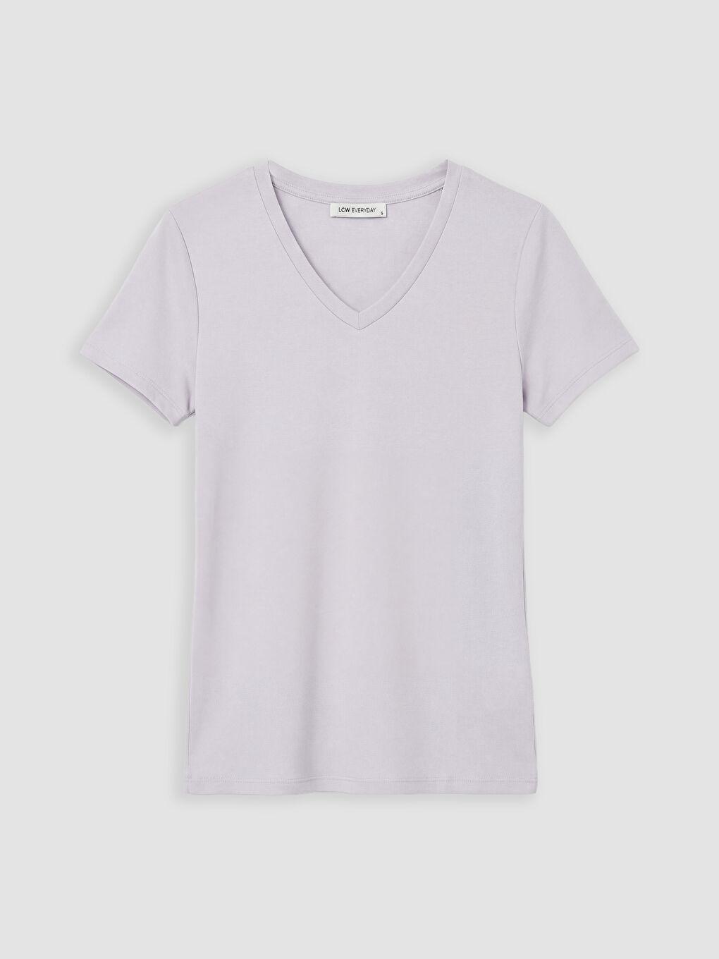 Lila V Yaka Soft Touch Kadın Tişört	