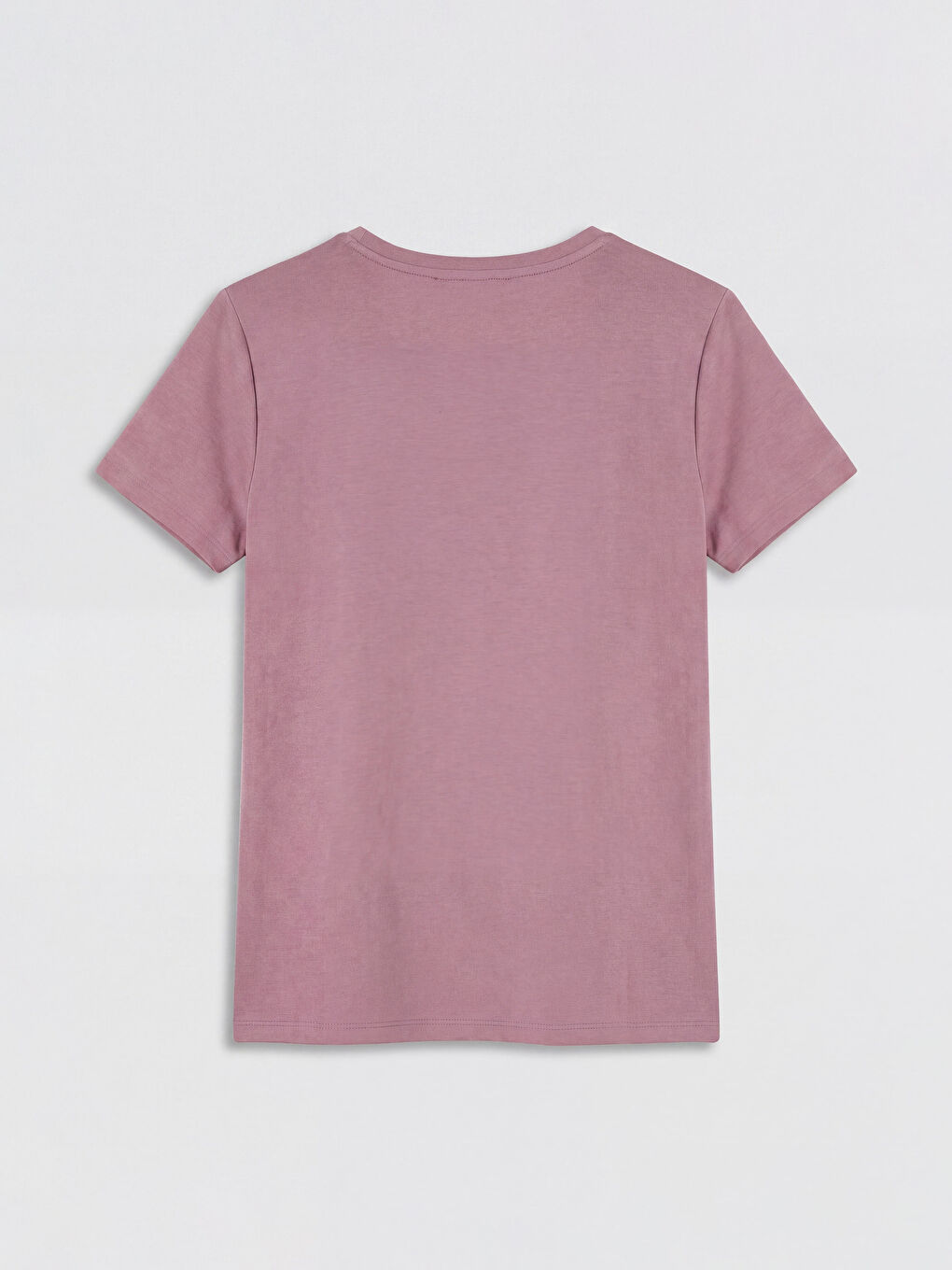 Pembe V Yaka Soft Touch Kadın Tişört-1