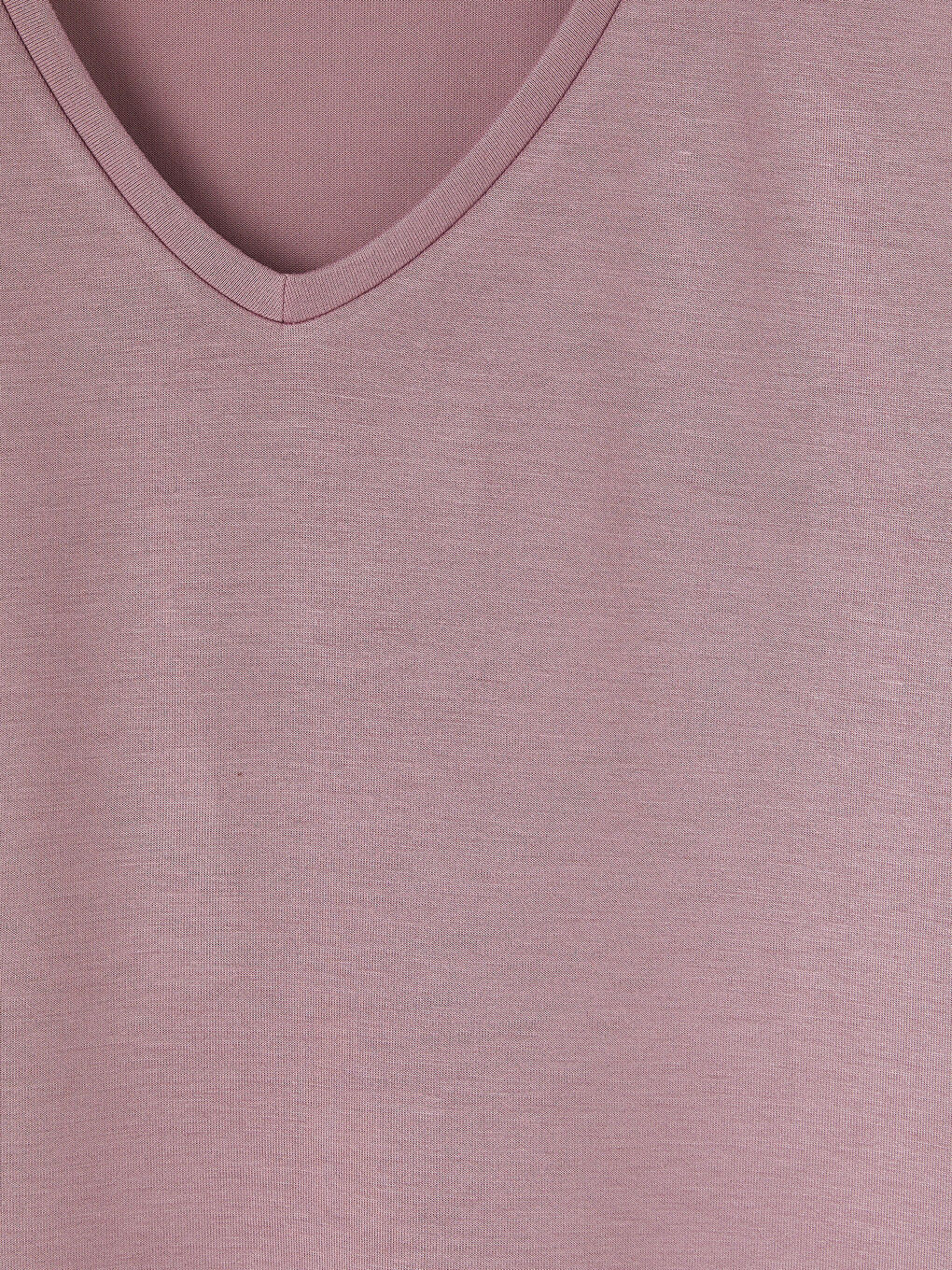 Pembe V Yaka Soft Touch Kadın Tişört-2