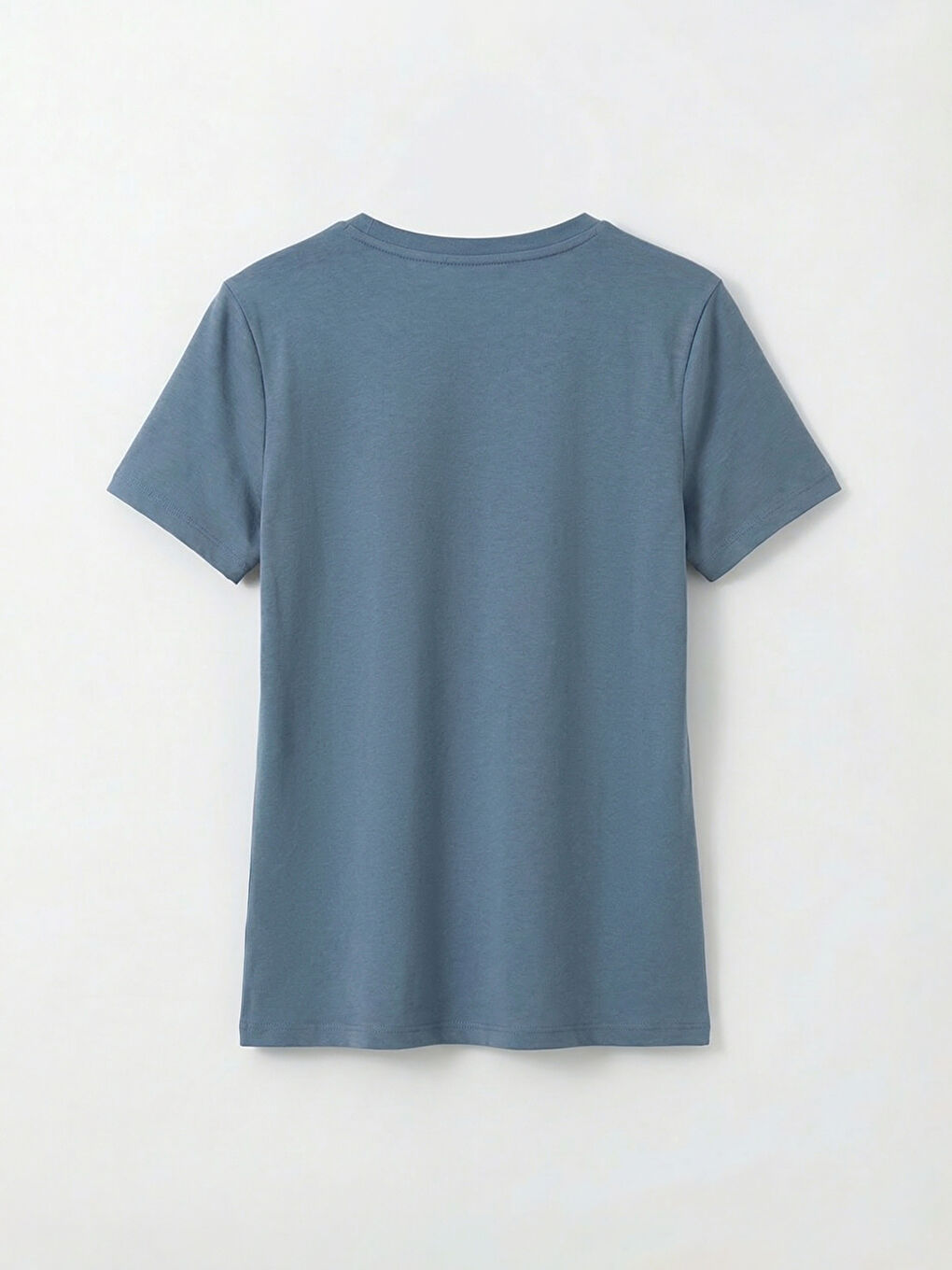 Gri V Yaka Soft Touch Kadın Tişört-1