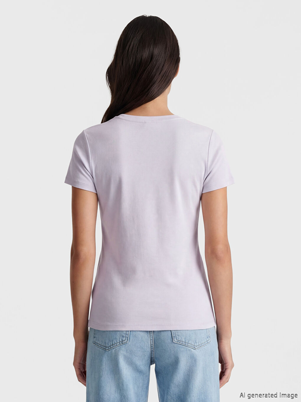 Lila V Yaka Soft Touch Kadın Tişört	-2