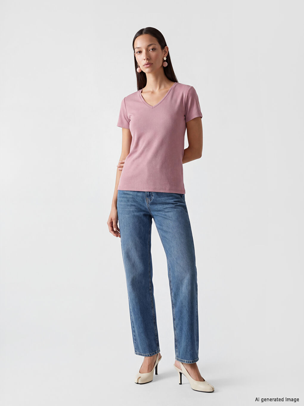 V Neck Soft Touch Women's T-Shirt-1