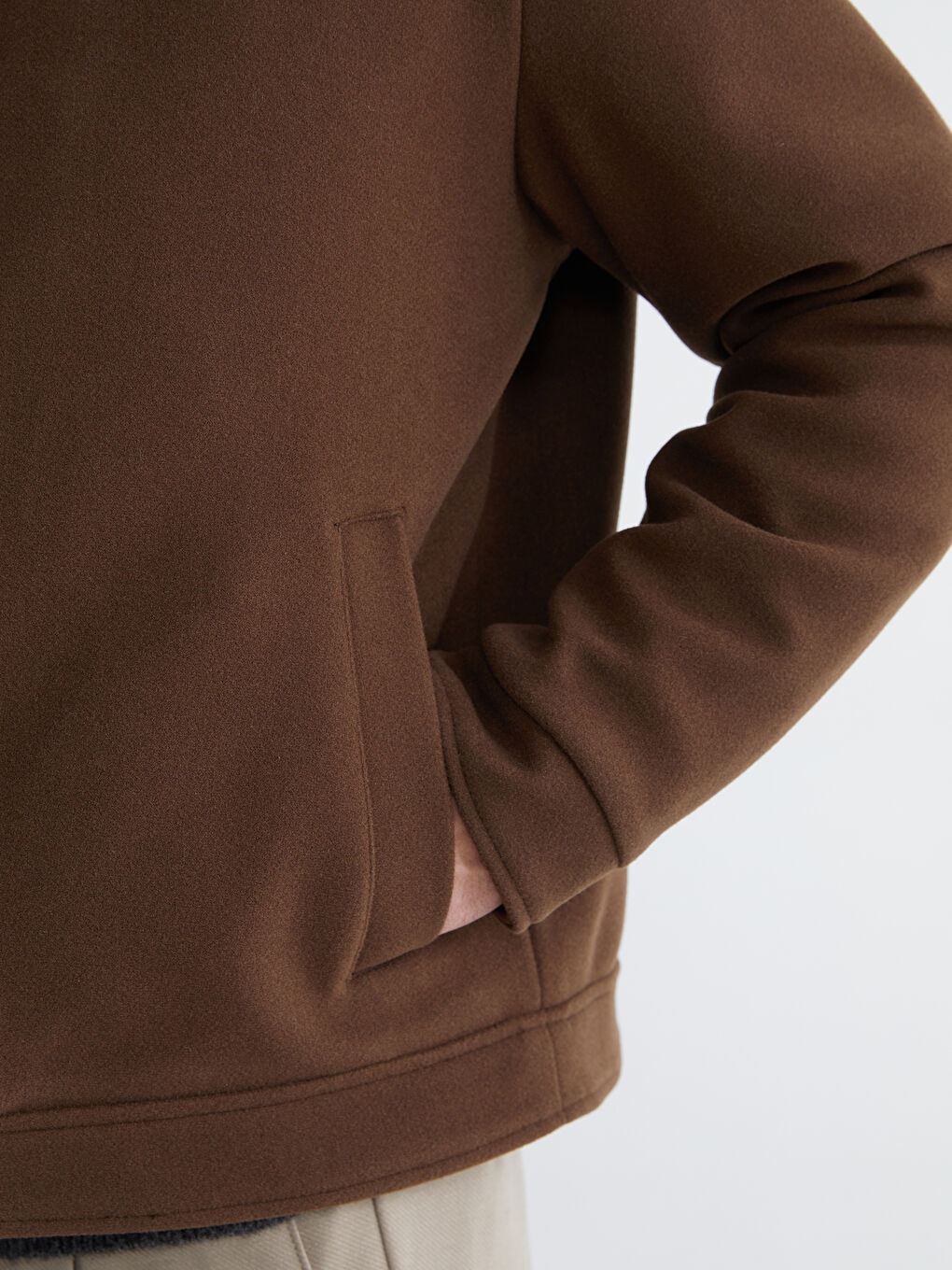 Kahverengi Standart Kalıp Erkek Kaşe Mont-2