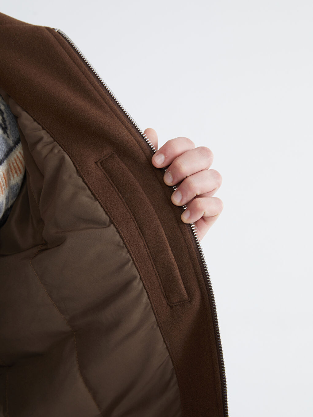 Kahverengi Standart Kalıp Erkek Kaşe Mont-3