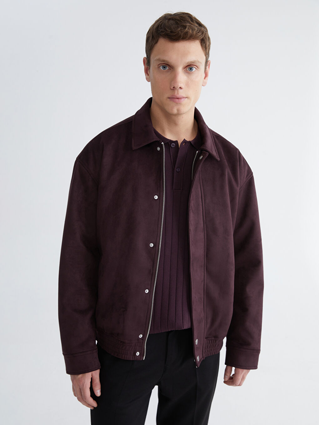 Kahverengi Standart Kalıp Erkek Süet Mont