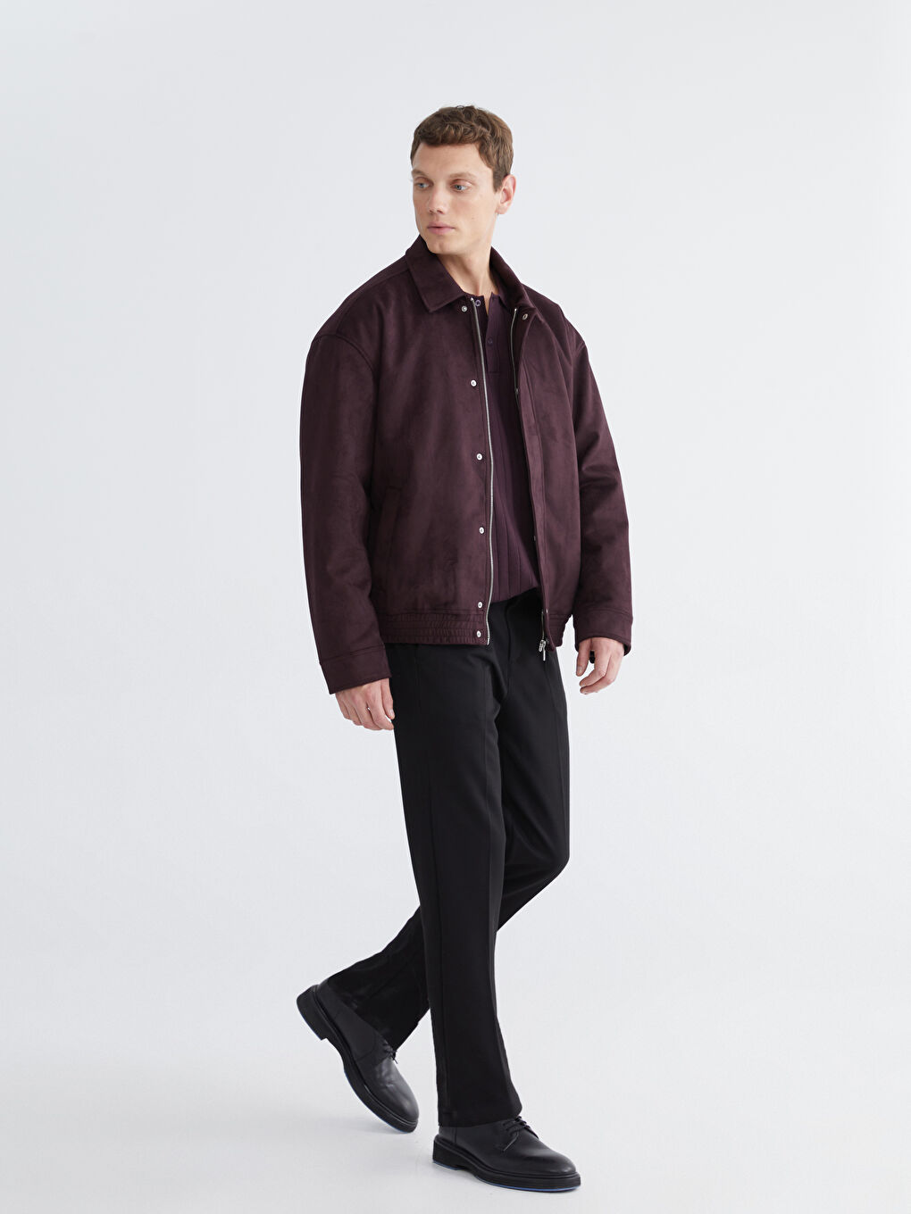 Kahverengi Standart Kalıp Erkek Süet Mont-1