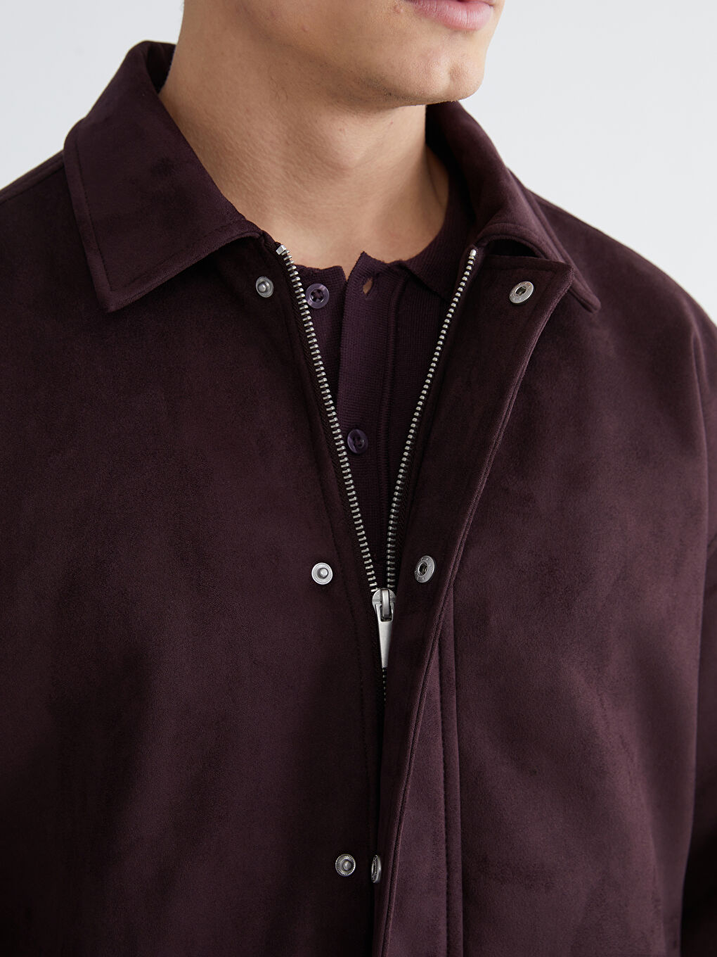 Kahverengi Standart Kalıp Erkek Süet Mont-3