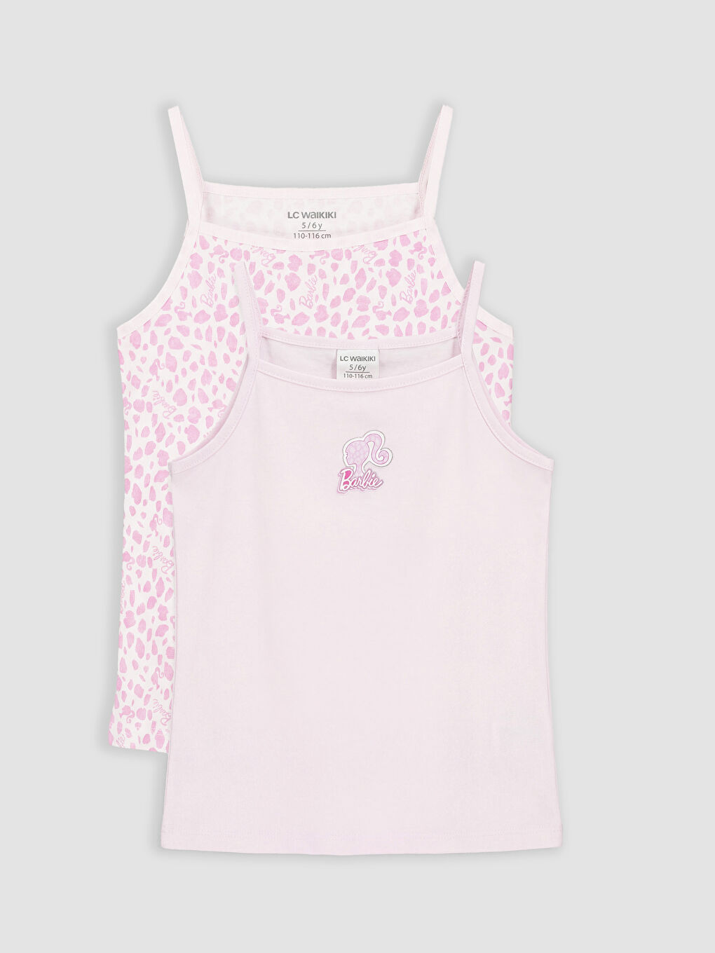 Pembe Barbie Baskılı İp Askılı Kız Çocuk Atlet 2'li