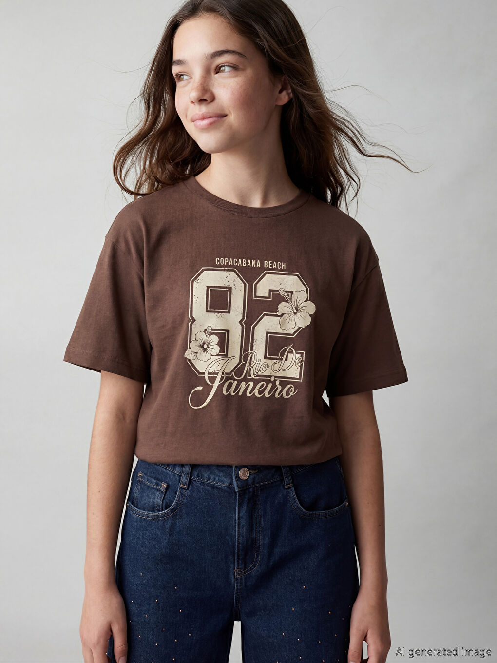 Girls' Crew Neck Printed T-Shirt-2
