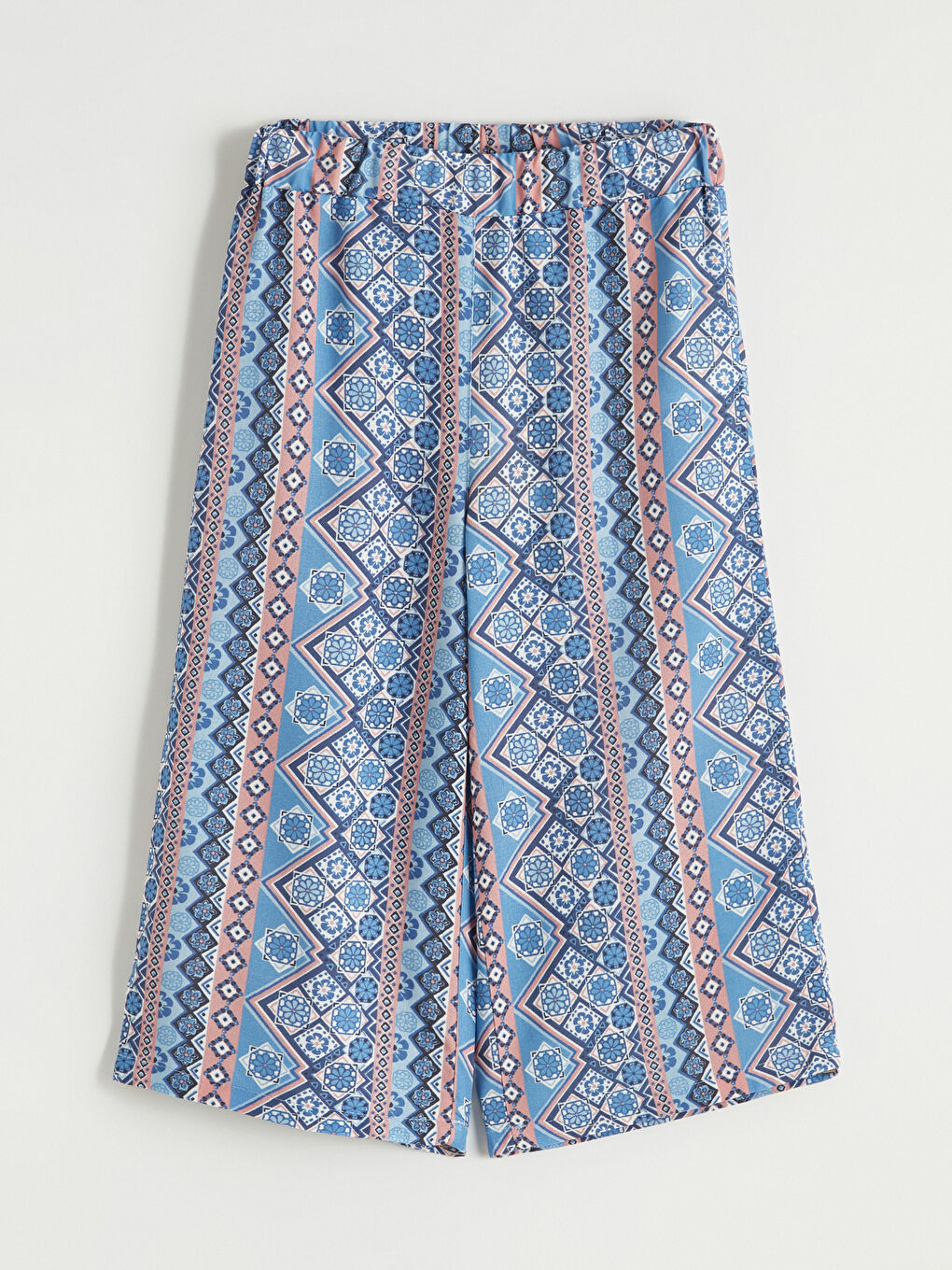 Mavi Beli Lastikli Desenli Kız Çocuk Kapri