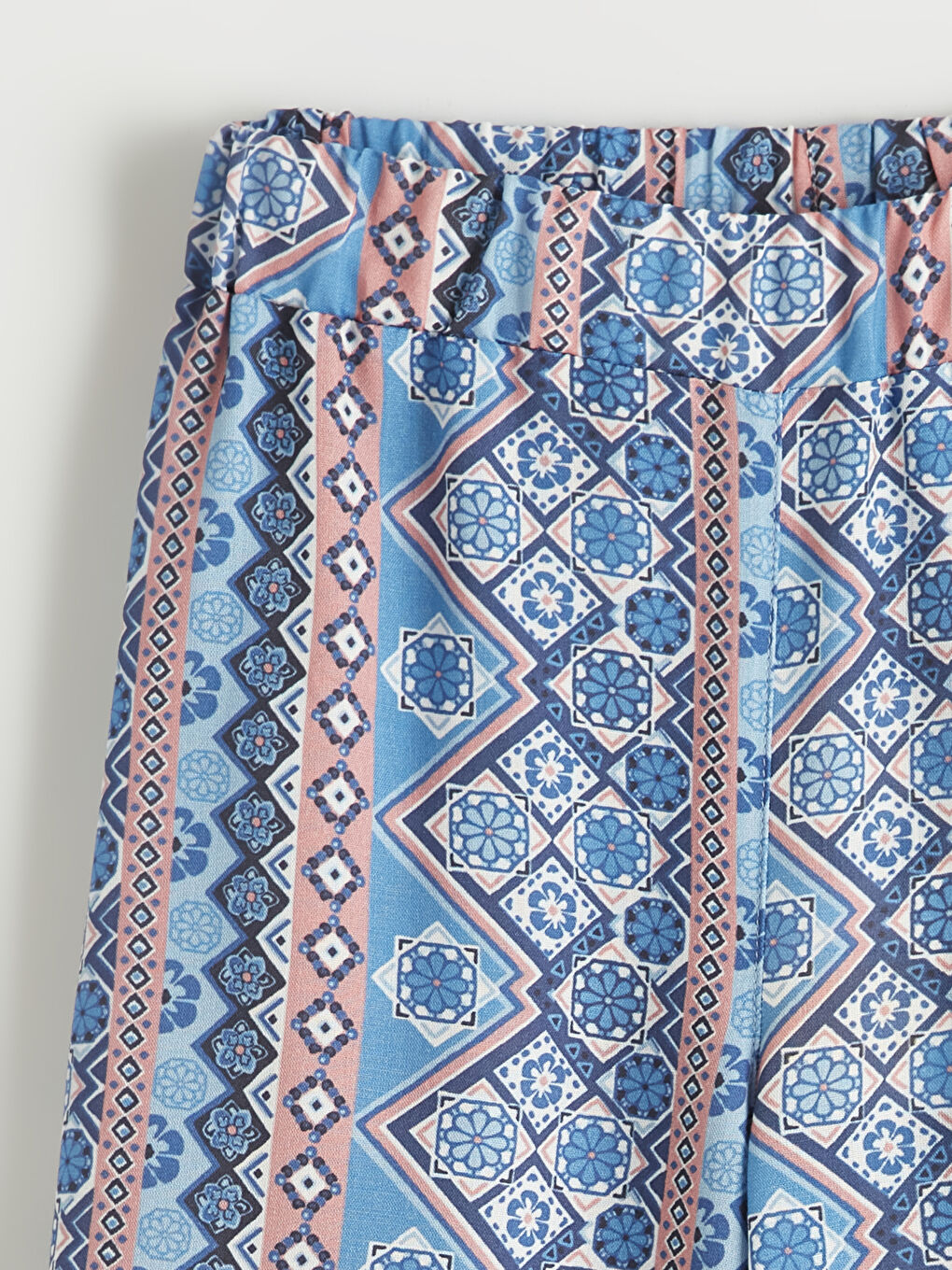 Mavi Beli Lastikli Desenli Kız Çocuk Kapri-1