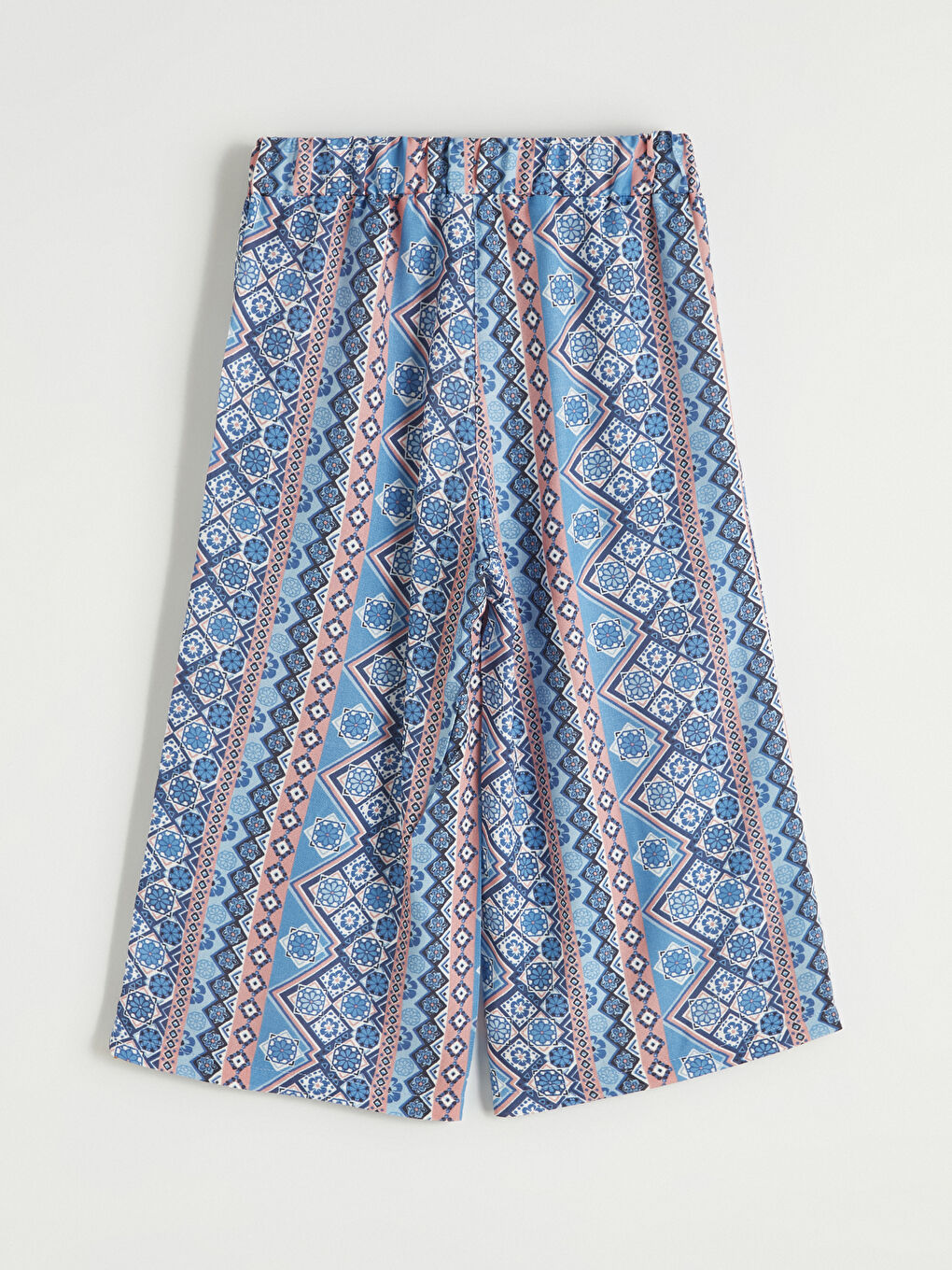 Mavi Beli Lastikli Desenli Kız Çocuk Kapri-2