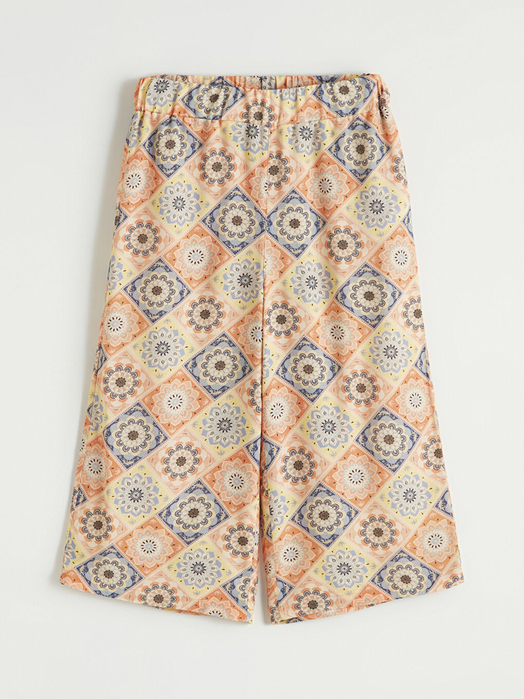 Turuncu Beli Lastikli Desenli Kız Çocuk Kapri