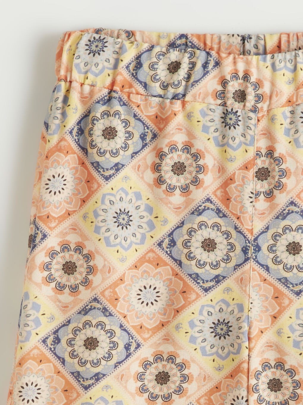 Turuncu Beli Lastikli Desenli Kız Çocuk Kapri-1