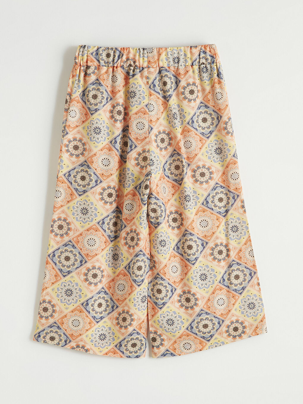 Turuncu Beli Lastikli Desenli Kız Çocuk Kapri-2