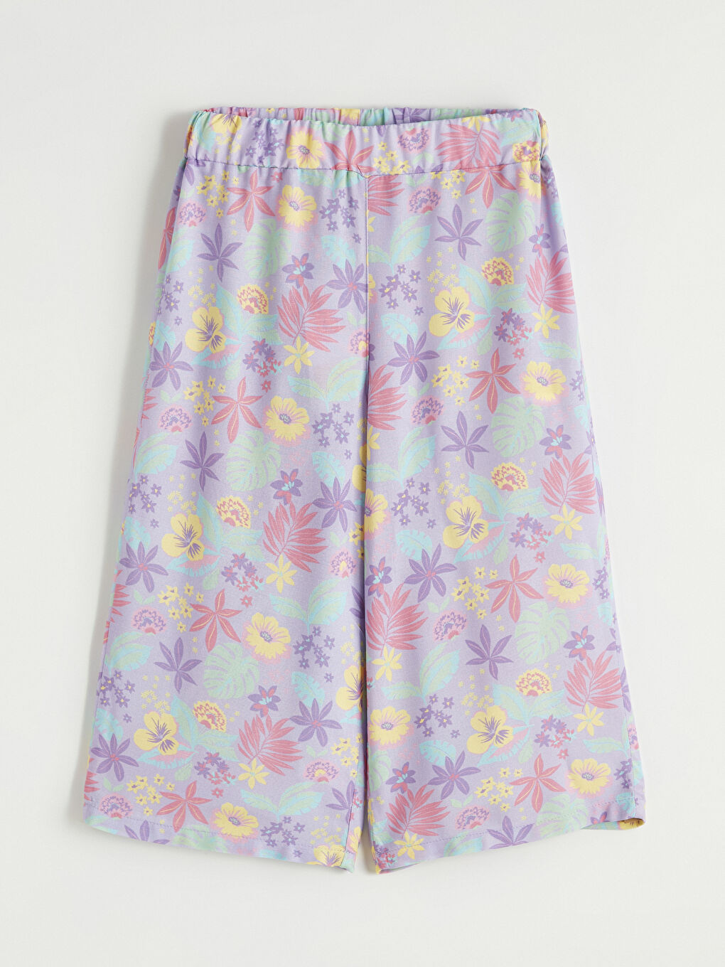 Mor Beli Lastikli Desenli Kız Çocuk Kapri