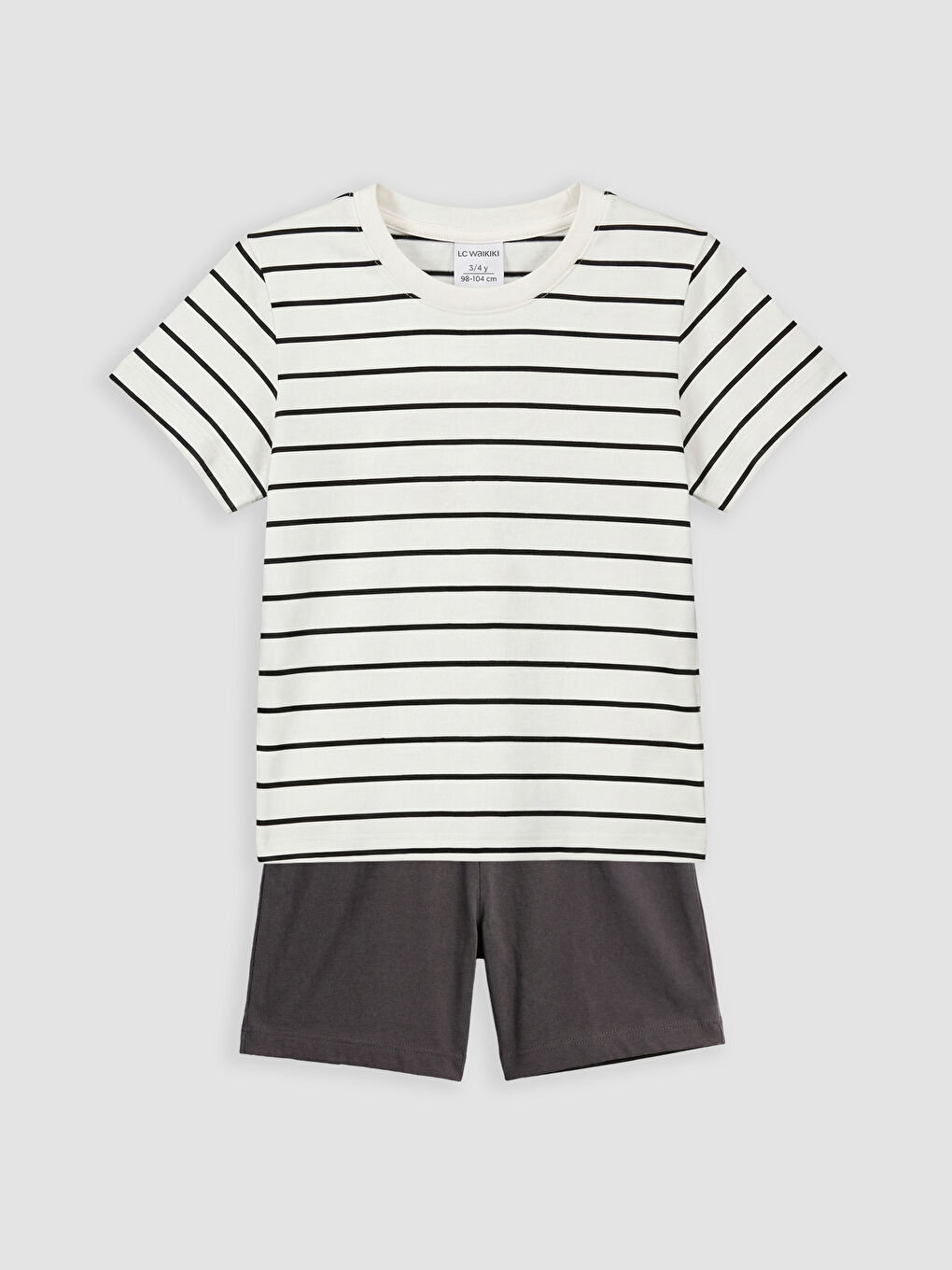 Ekru Çizgili Erkek Bebek Tişört ve Şort