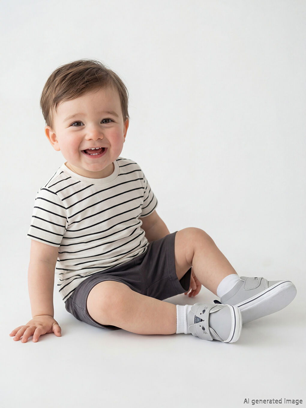 تيشيرت وشورت مُخَطَّط للأولاد الرضع-1