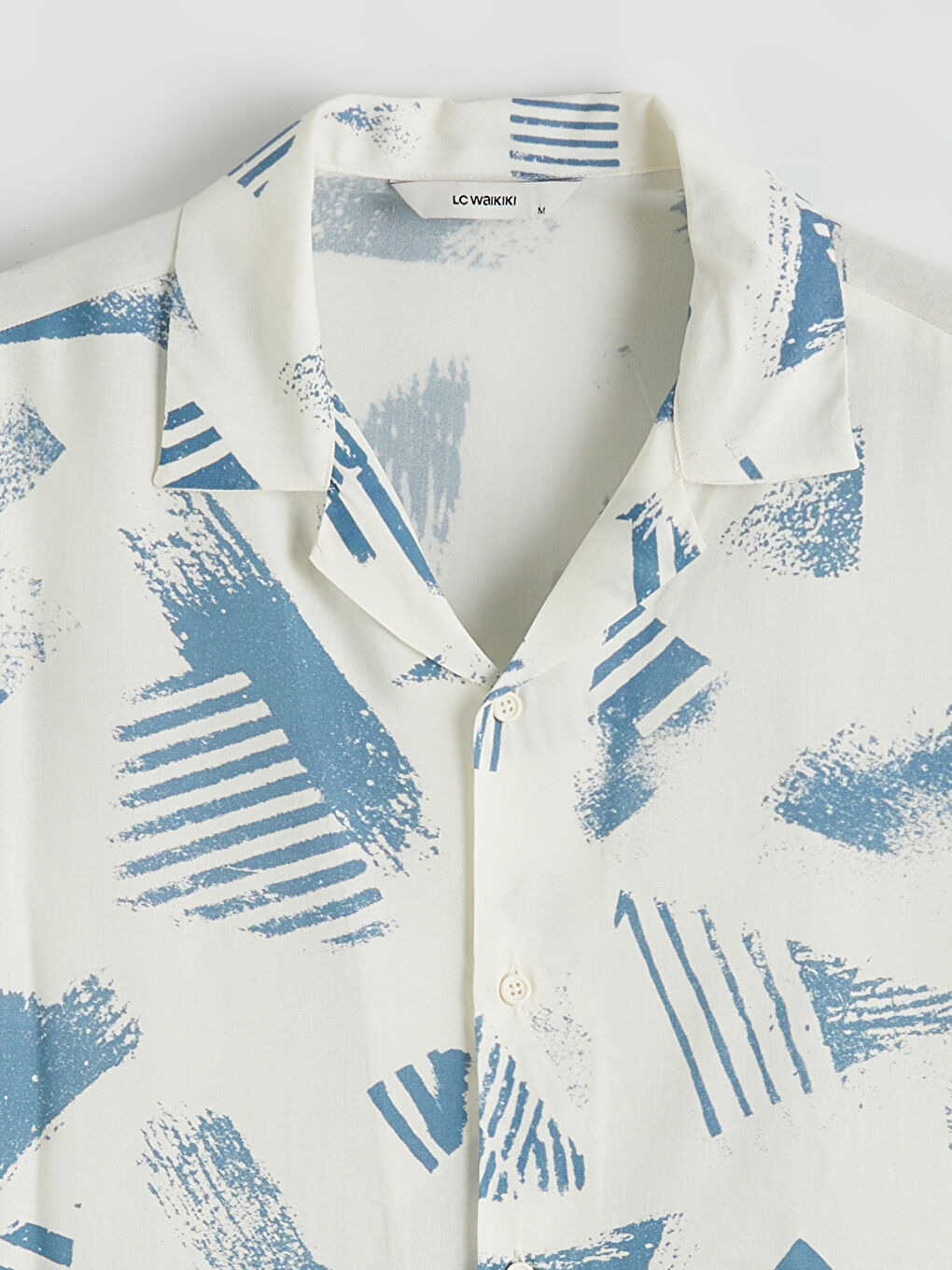 Ekru Regular Fit Resort Yaka Desenli Viskon Erkek Gömlek-5