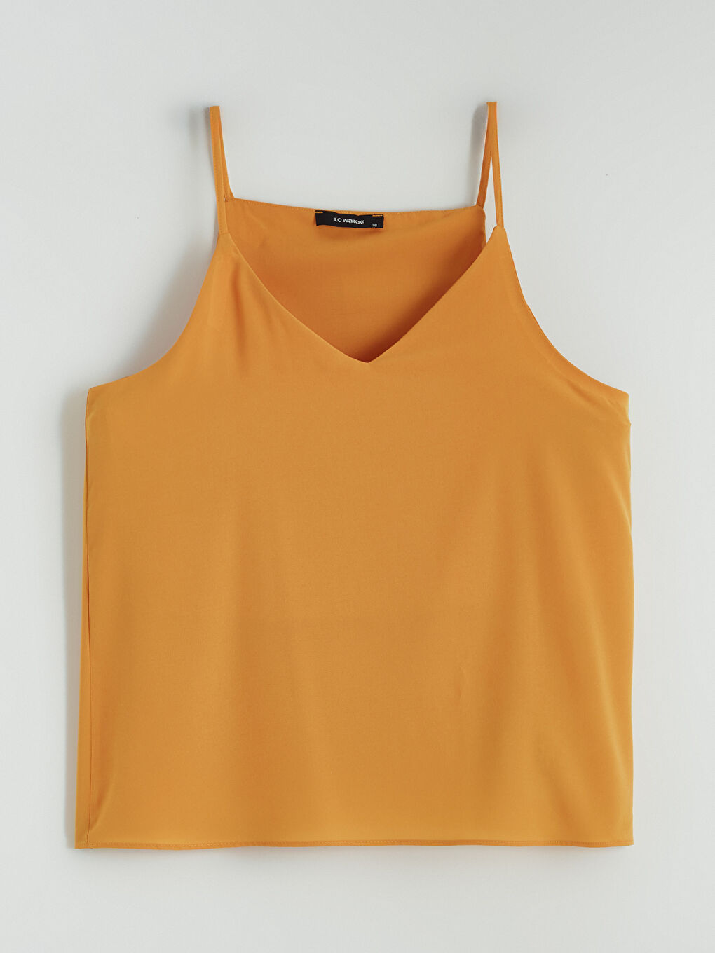 Sarı V Yaka Askılı Bluz-4