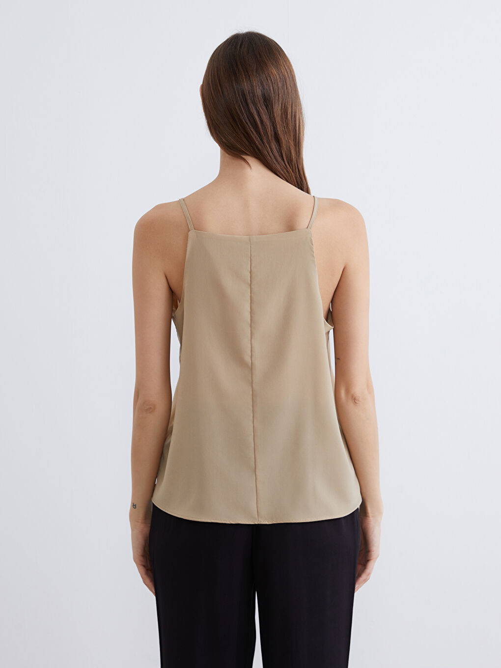 Haki V Yaka Askılı Bluz-3