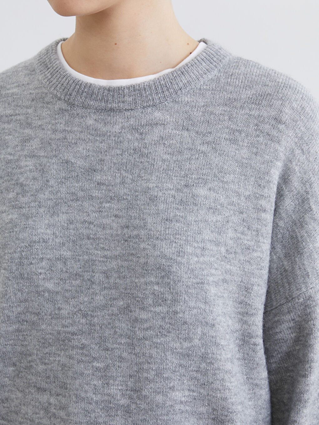 Women's Crew Neck Knit Sweater-2