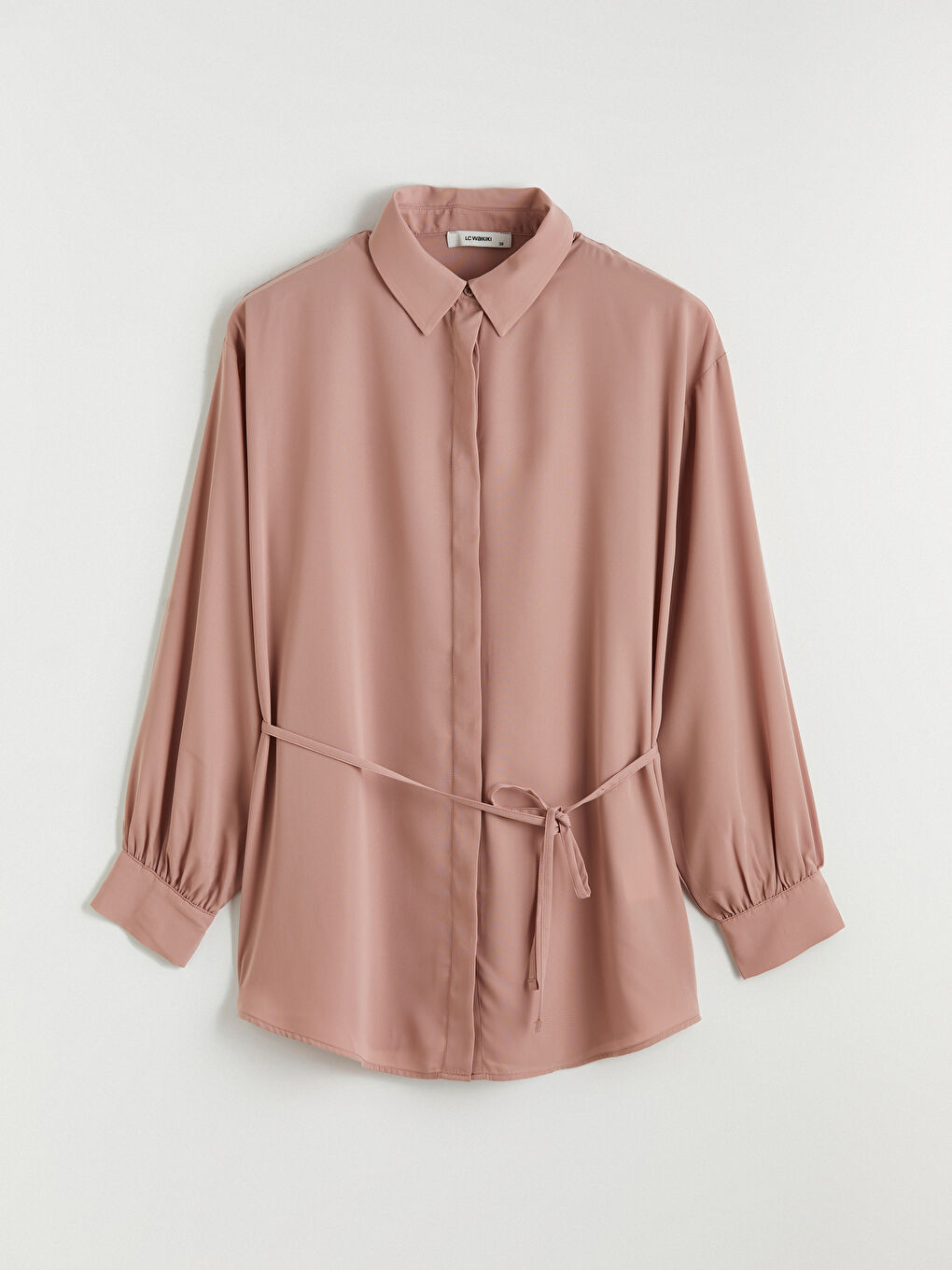 Pembe Beli Kuşaklı Kadın Gömlek Tunik-4
