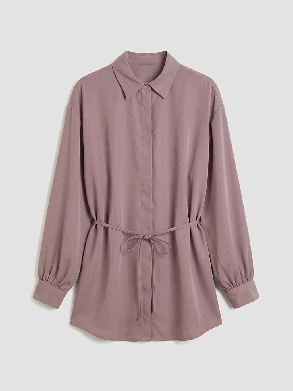 Pembe Beli Kuşaklı Kadın Gömlek Tunik-4