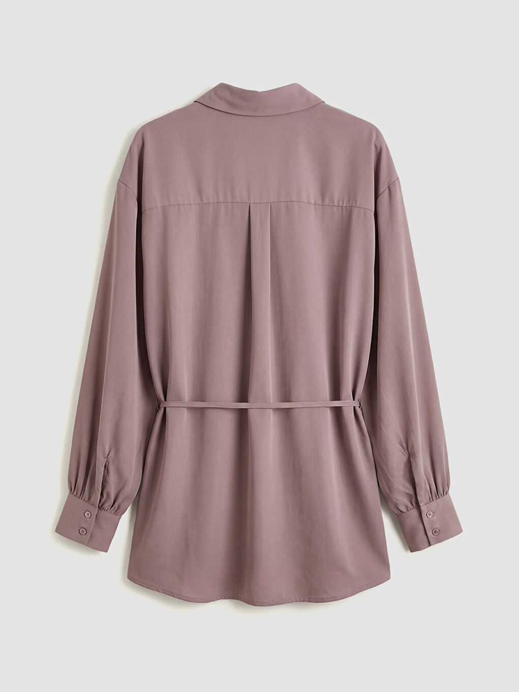 Pembe Beli Kuşaklı Kadın Gömlek Tunik-5