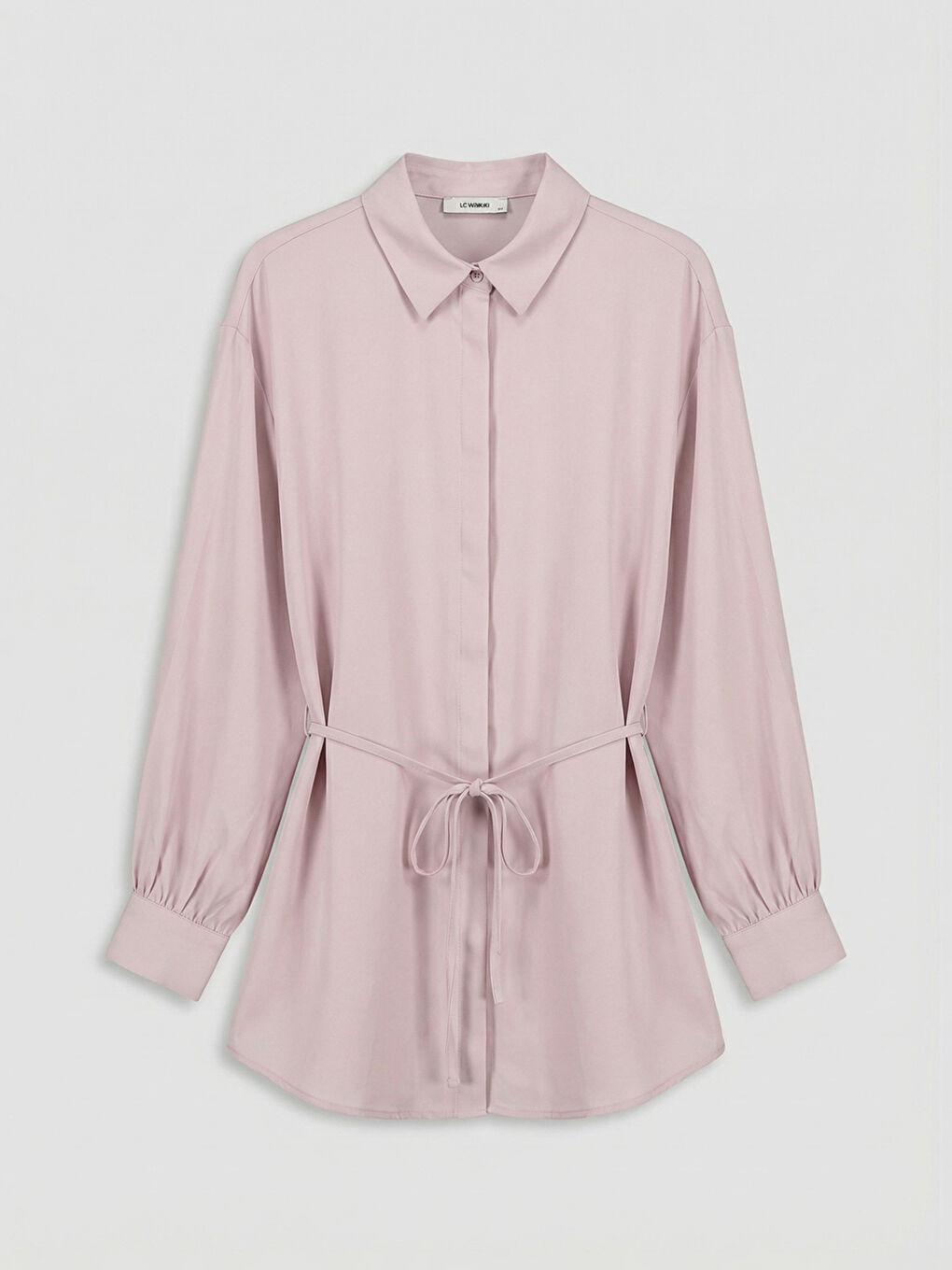 Pembe Beli Kuşaklı Kadın Gömlek Tunik-4