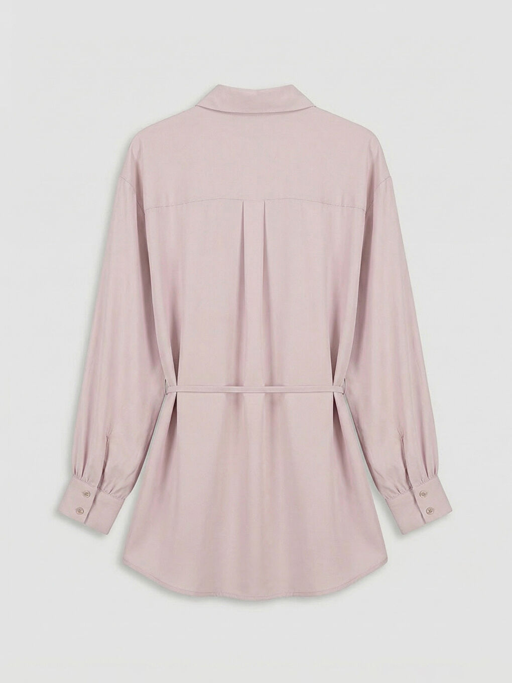 Pembe Beli Kuşaklı Kadın Gömlek Tunik-5
