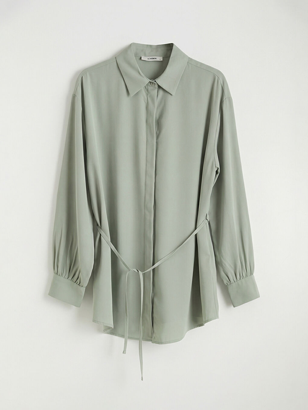 Yeşil Beli Kuşaklı Kadın Gömlek Tunik-4