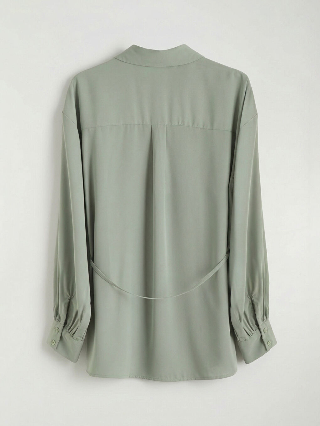 Yeşil Beli Kuşaklı Kadın Gömlek Tunik-5