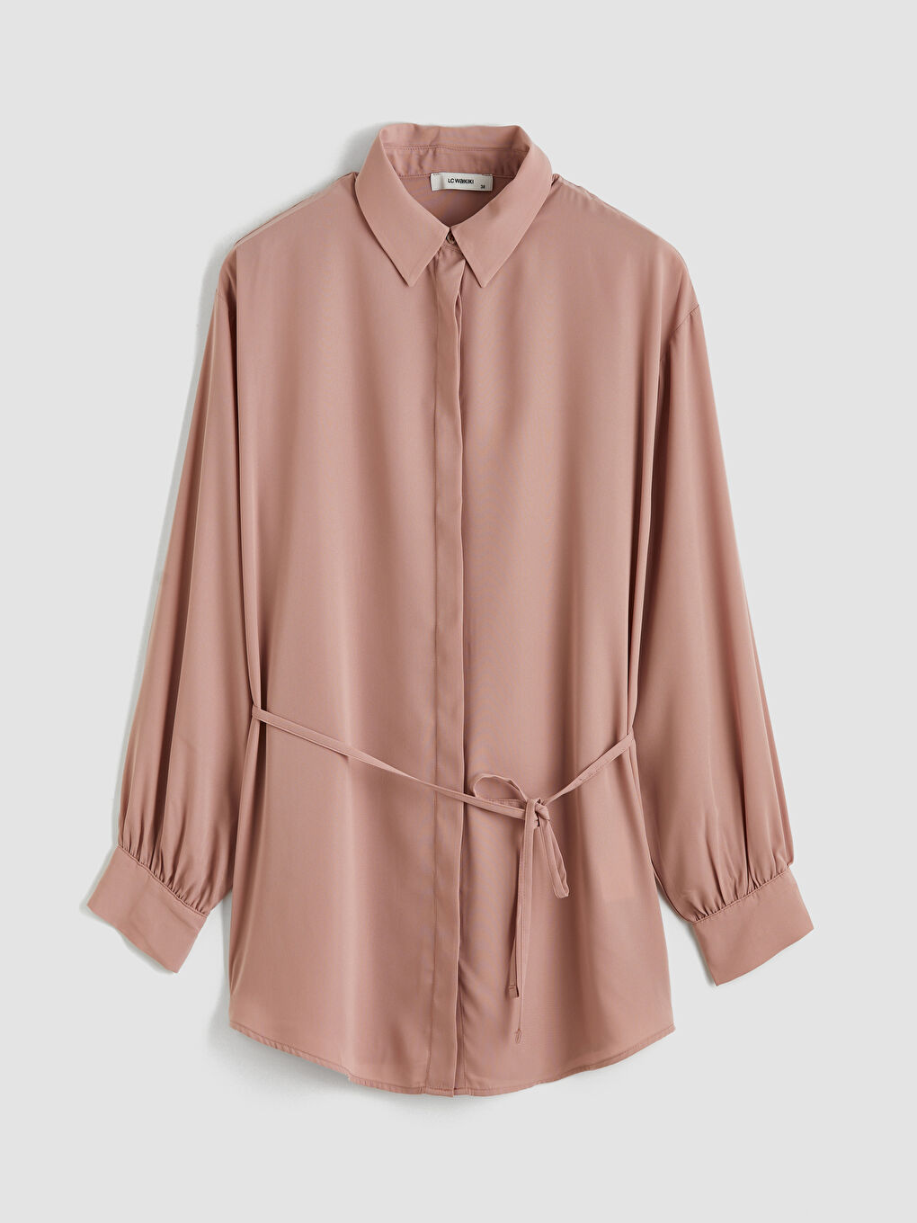 Pembe Beli Kuşaklı Kadın Gömlek Tunik-4