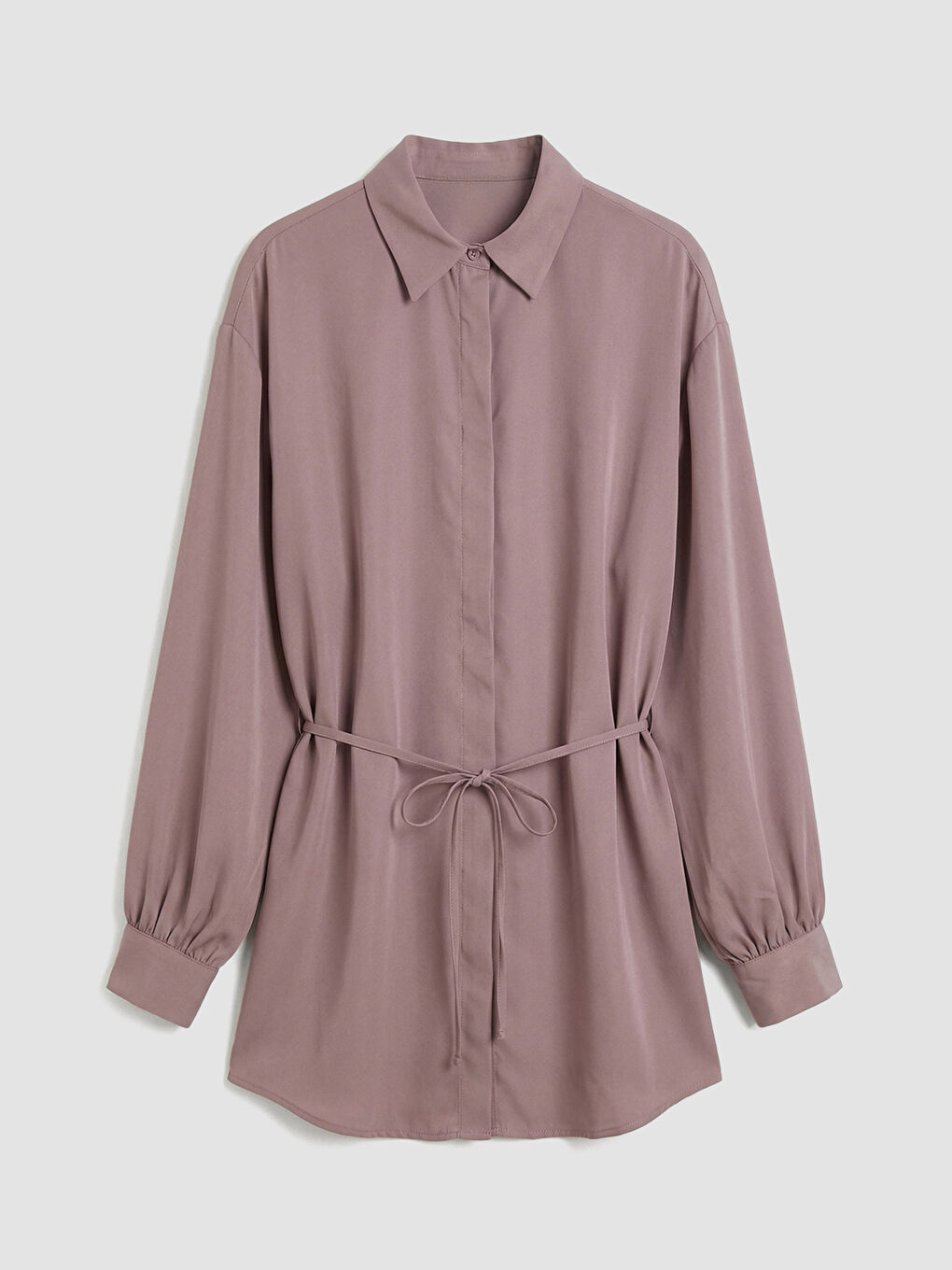 Pembe Beli Kuşaklı Kadın Gömlek Tunik-4