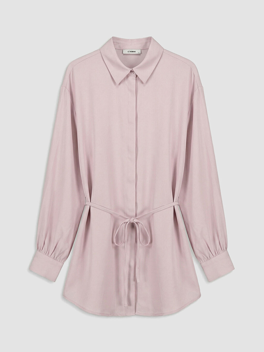 Pembe Beli Kuşaklı Kadın Gömlek Tunik-4