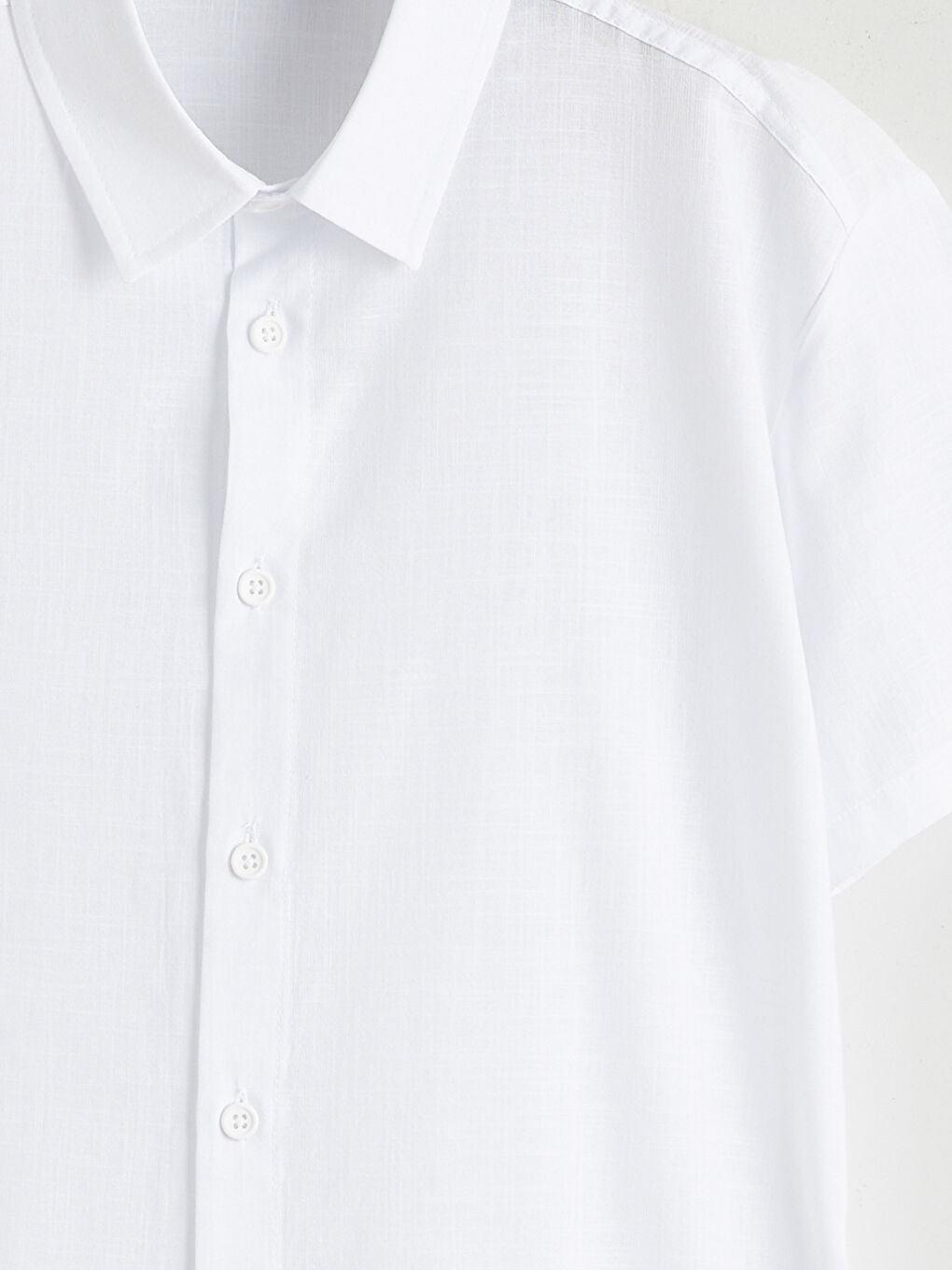 Beyaz Basic Kısa Kollu Erkek Çocuk Gömlek-2